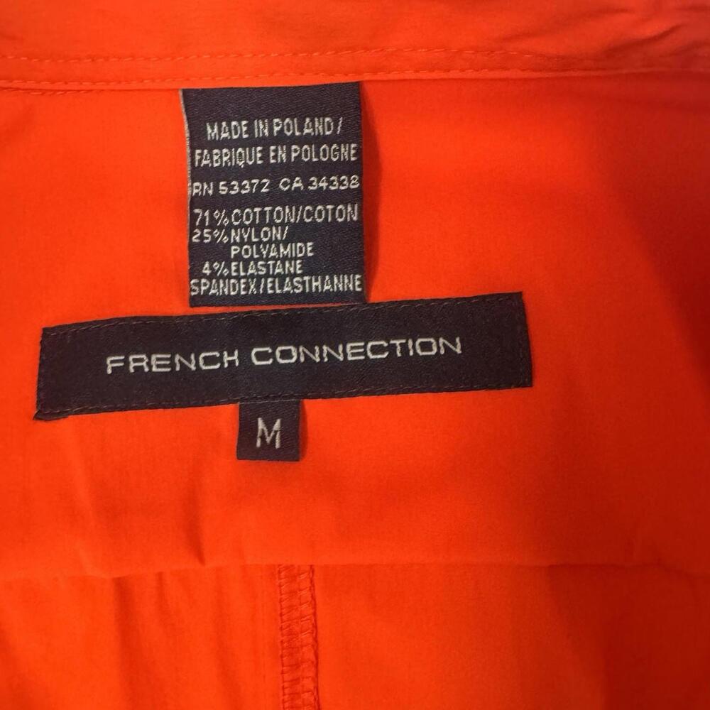 French Connection Red Button Down Blouse Womens M Fitted Stretch Office - Picture 6 of 6